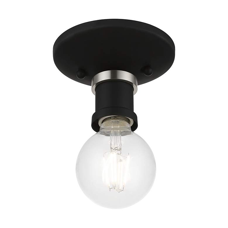 Image 6 Lansdale 1 Light Black Single Flush Mount with Brushed Nickel Accents more views