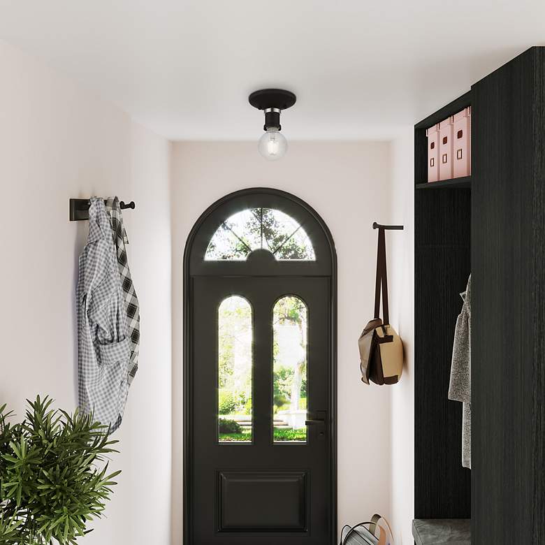 Image 7 Lansdale 1 Light Black Single Flush Mount with Brushed Nickel Accents more views