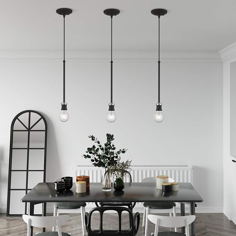 Image 7 Lansdale 1 Light Black Single Pendant with Brushed Nickel Accents more views