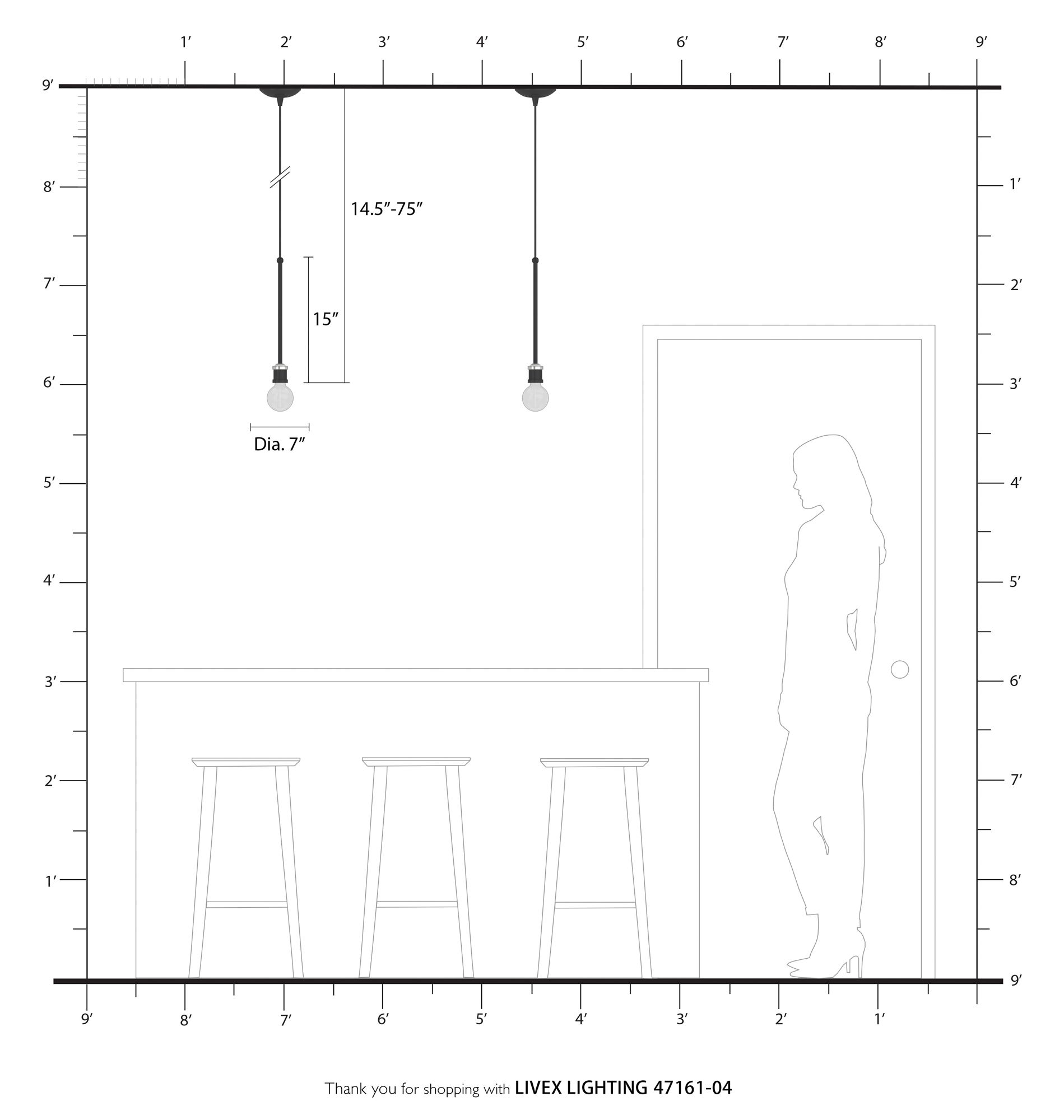 Lansdale 1 Light Black Single Pendant with Brushed Nickel Accents