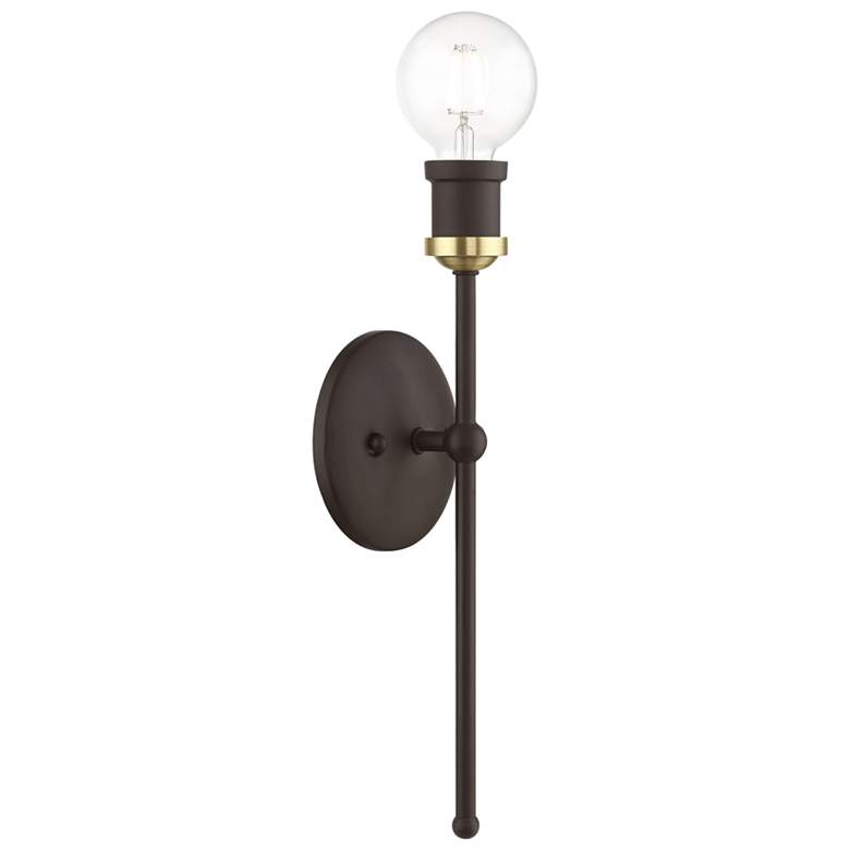 Image 1 Lansdale 1 Light Bronze ADA Single Sconce with Antique Brass Accent