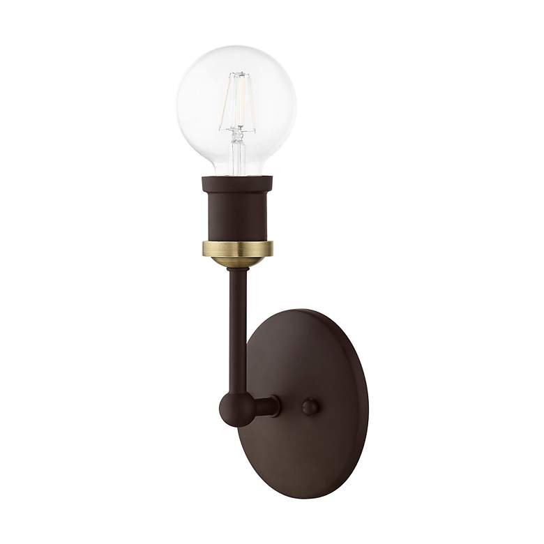 Image 3 Lansdale 1 Light Bronze ADA Vanity Sconce with Antique Brass Accents more views
