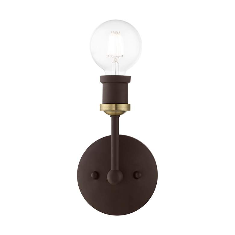 Image 4 Lansdale 1 Light Bronze ADA Vanity Sconce with Antique Brass Accents more views