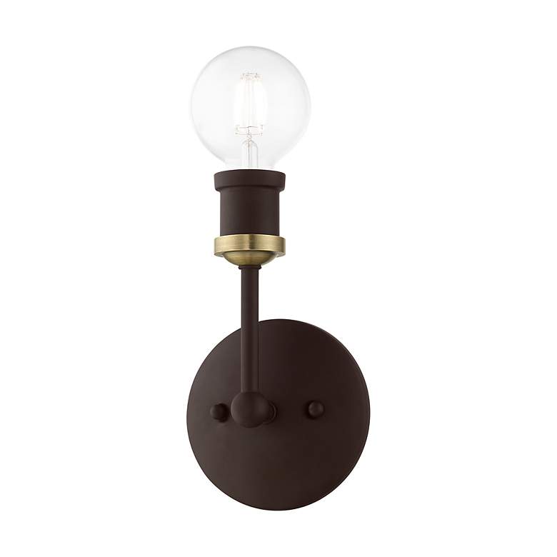 Image 5 Lansdale 1 Light Bronze ADA Vanity Sconce with Antique Brass Accents more views
