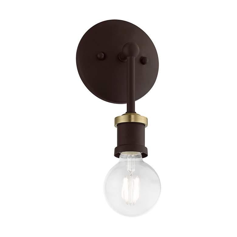 Image 6 Lansdale 1 Light Bronze ADA Vanity Sconce with Antique Brass Accents more views