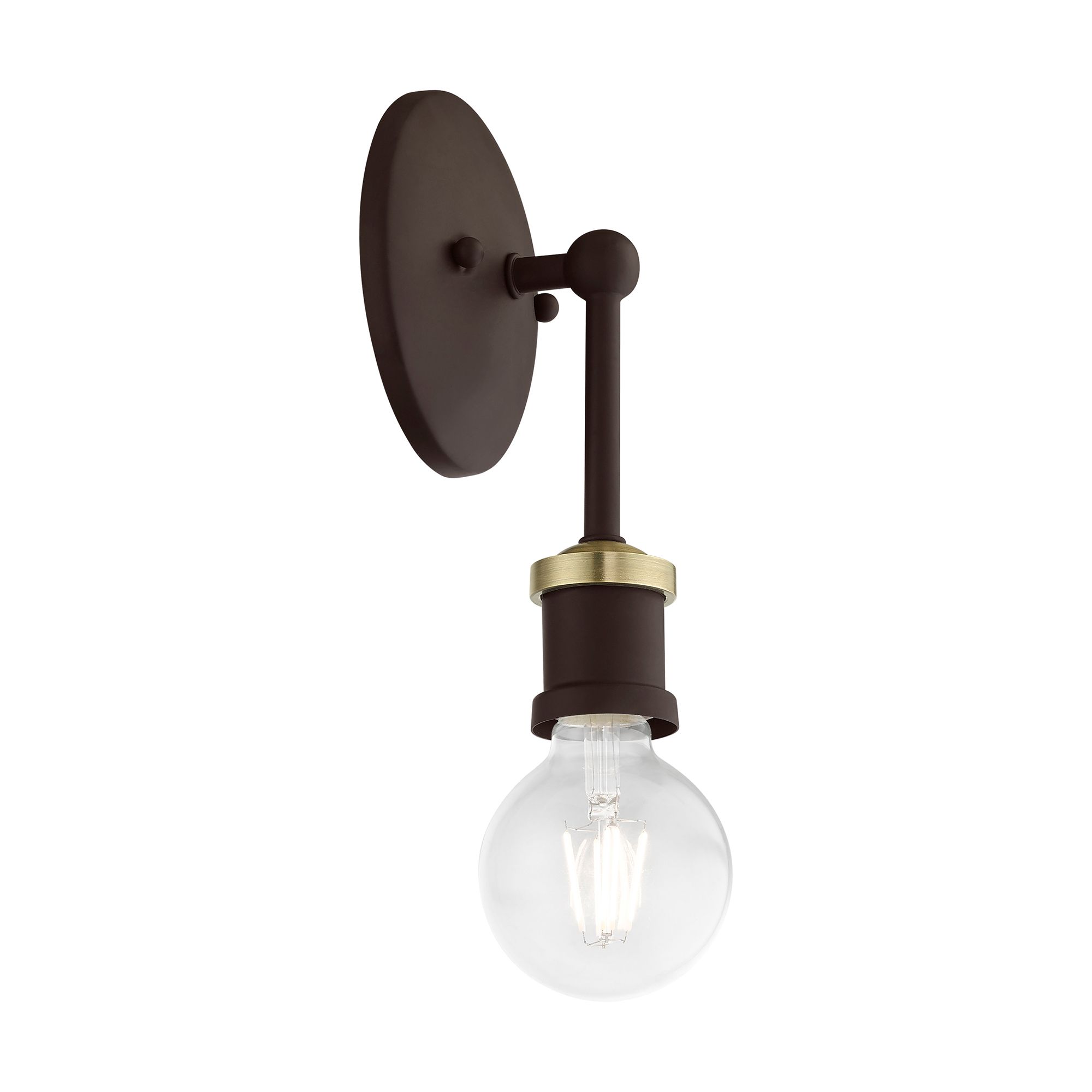 Lansdale 1 Light Bronze ADA Vanity Sconce with Antique Brass Accents