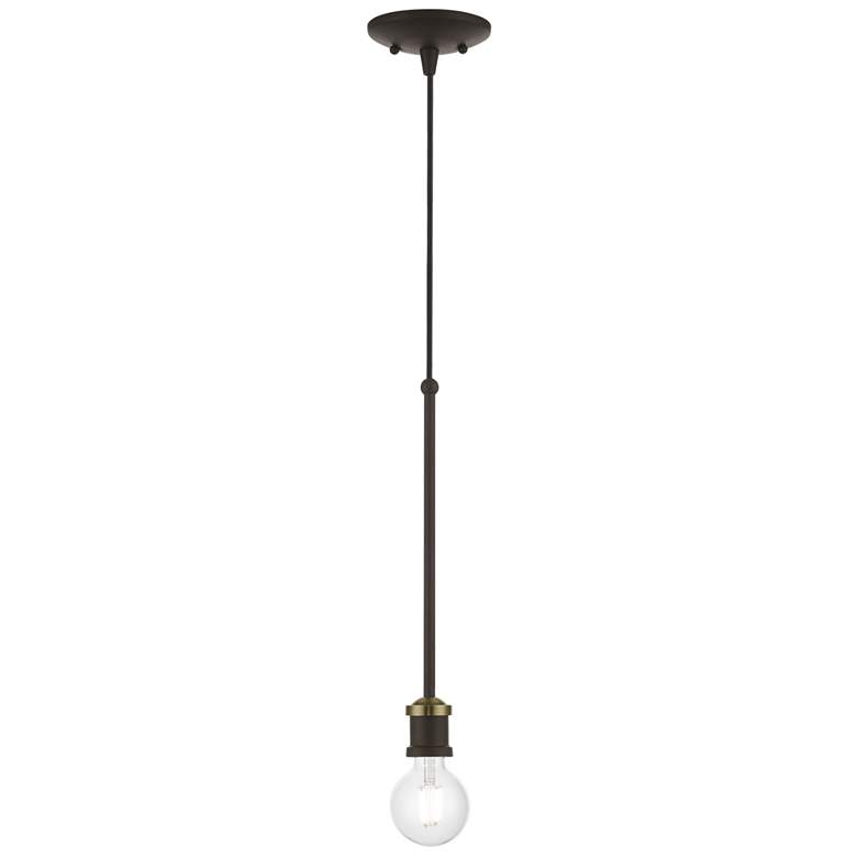 Image 1 Lansdale 1 Light Bronze Single Pendant with Antique Brass Accents