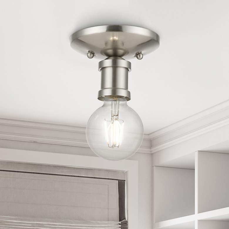 Image 1 Lansdale 1 Light Brushed Nickel Single Flush Mount