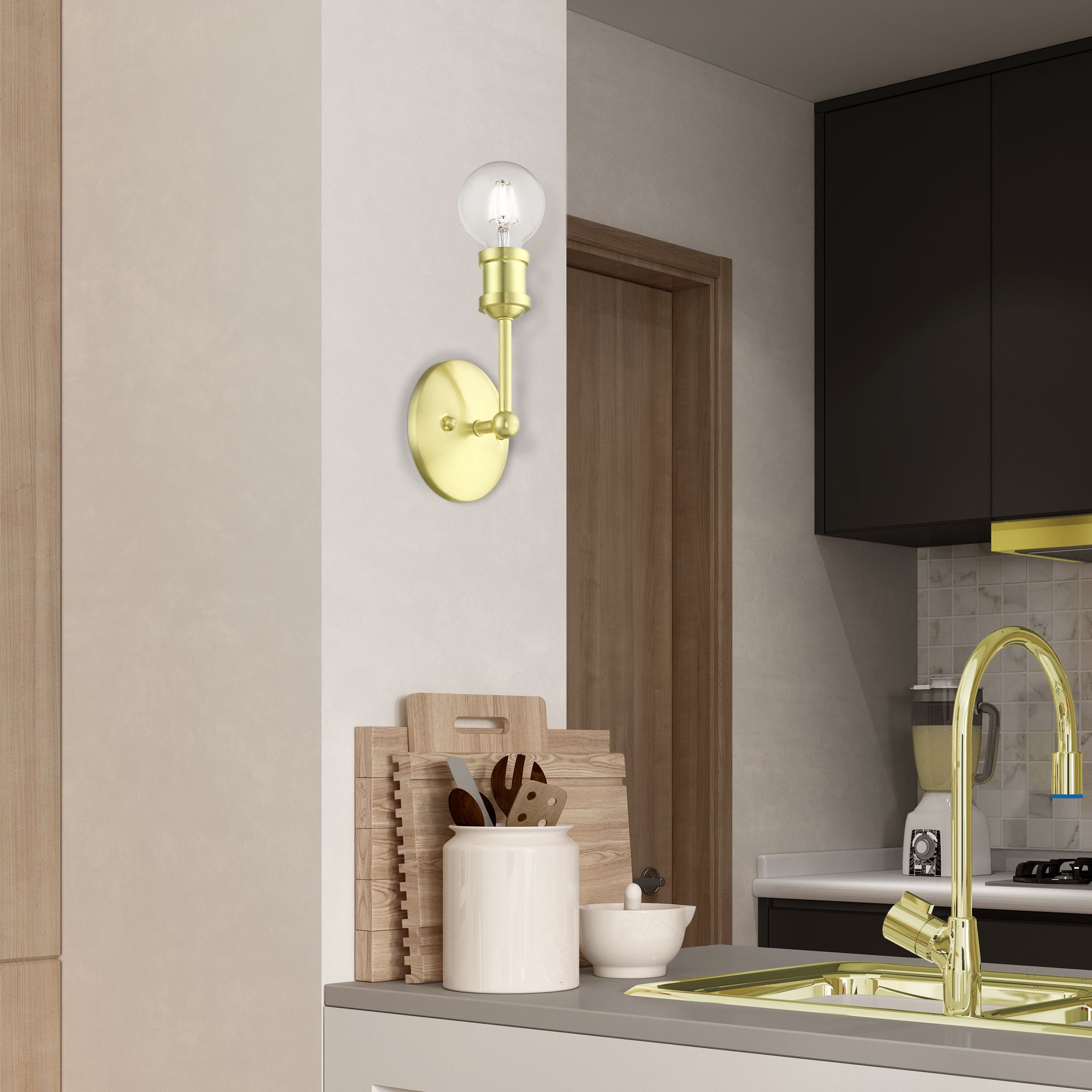 Lansdale 1 Light Satin Brass ADA Vanity Sconce