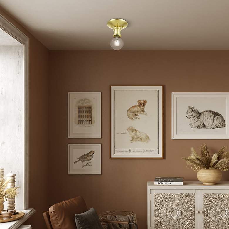 Image 7 Lansdale 1 Light Satin Brass Single Flush Mount more views
