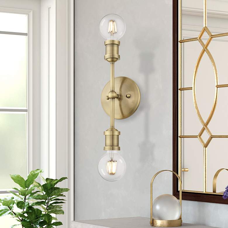 Image 1 Lansdale 2 Light Antique Brass ADA Vanity Sconce