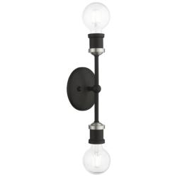 Lansdale 2 Light Black ADA Vanity Sconce with Brushed Nickel Accent