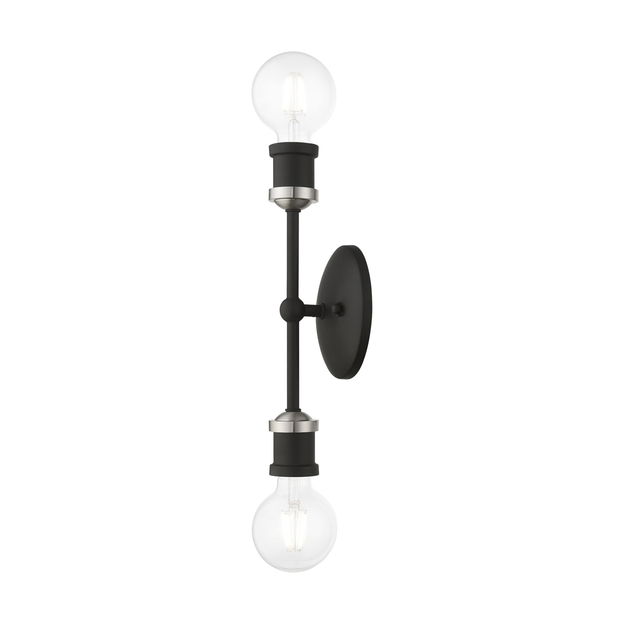 Lansdale 2 Light Black ADA Vanity Sconce with Brushed Nickel Accent