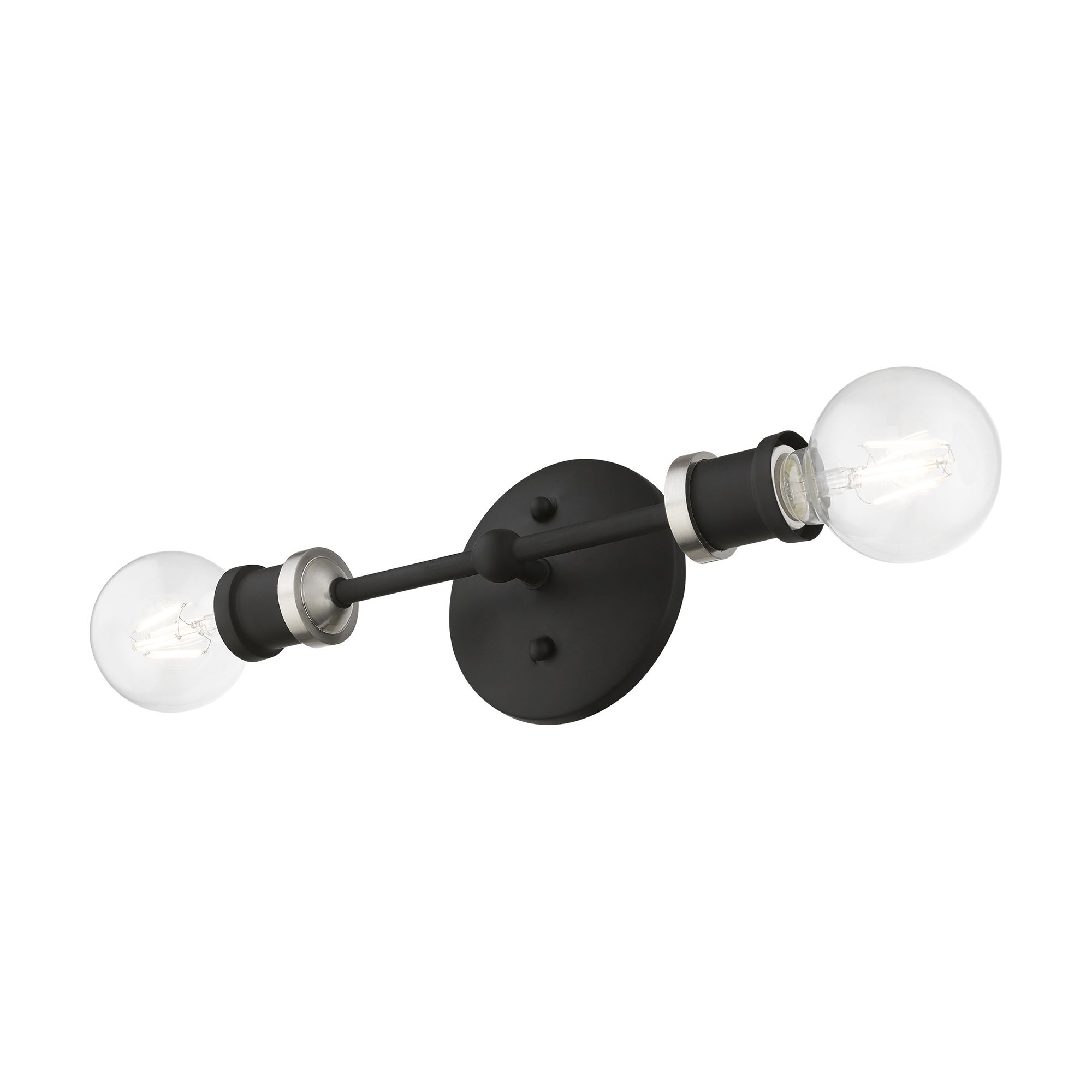 Lansdale 2 Light Black ADA Vanity Sconce with Brushed Nickel Accent