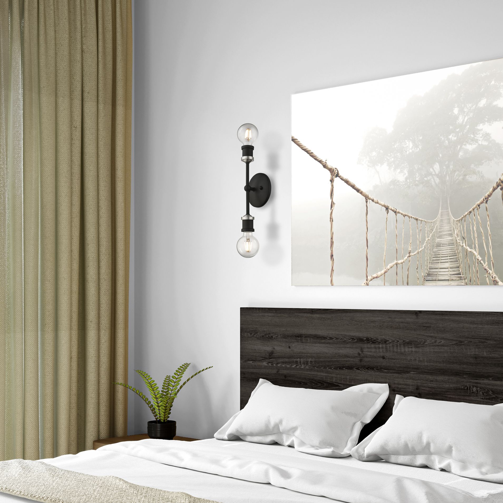 Lansdale 2 Light Black ADA Vanity Sconce with Brushed Nickel Accent