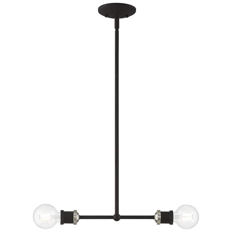 Image 1 Lansdale 2 Light Black Linear Chandelier with Brushed Nickel Accents