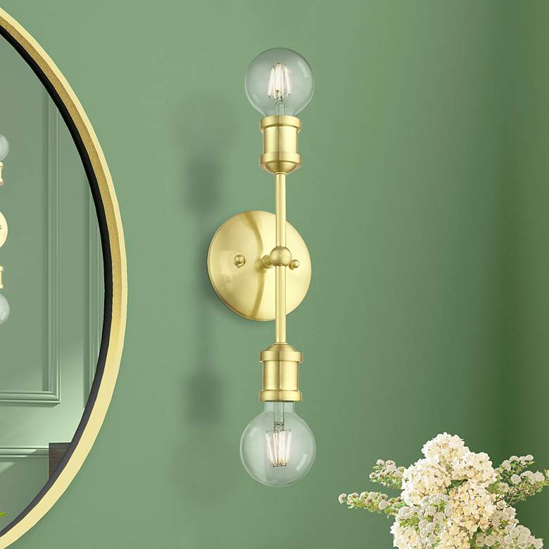 Image 1 Lansdale 2 Light Satin Brass ADA Vanity Sconce