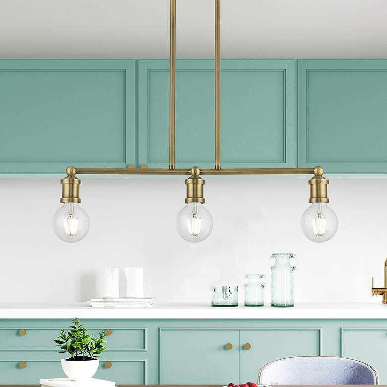 Image 1 Lansdale 3 Light Antique Brass Linear Chandelier