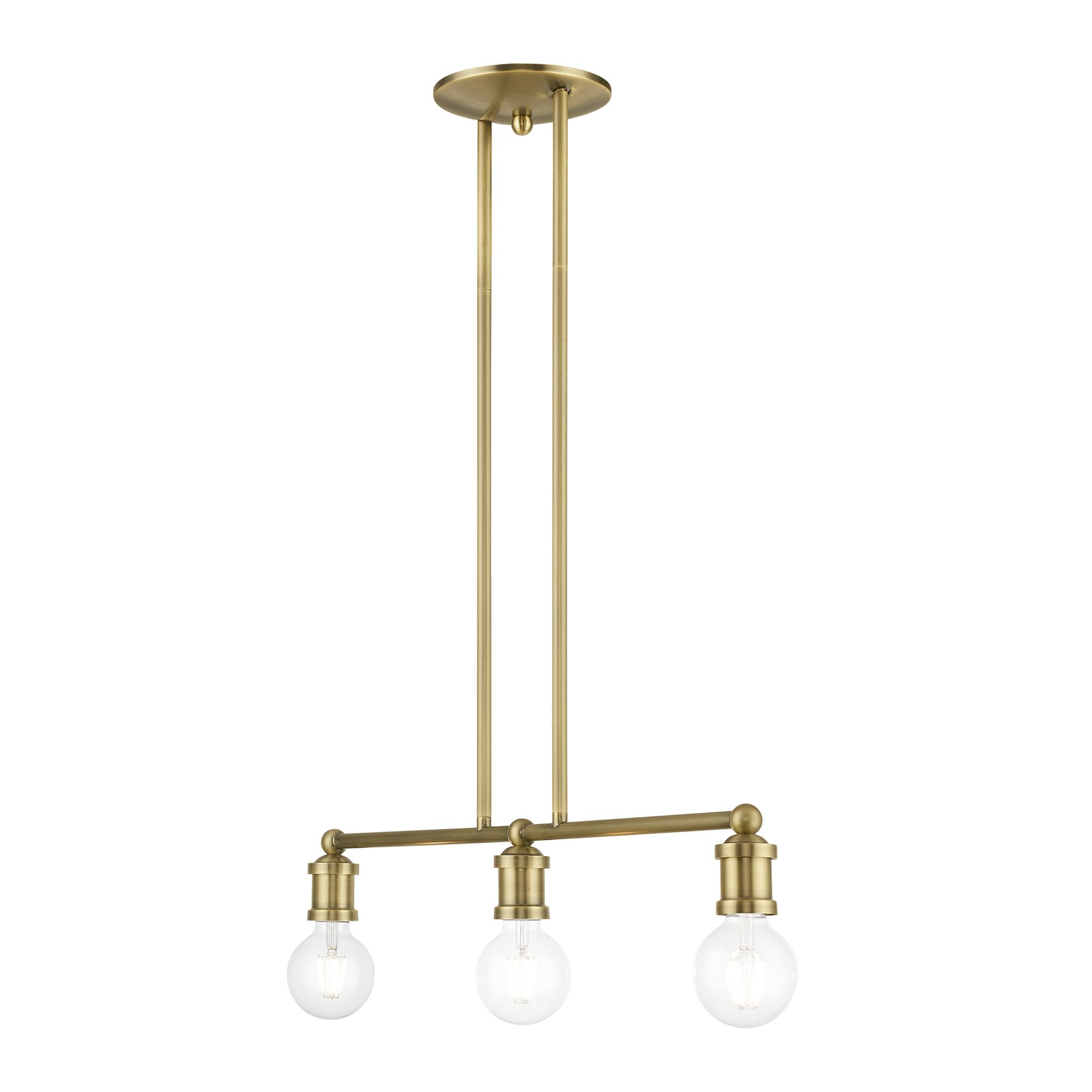 Image 4 Lansdale 3 Light Antique Brass Linear Chandelier more views