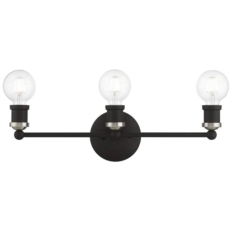 Image 1 Lansdale 3 Light Black ADA Vanity Sconce with Brushed Nickel Accents