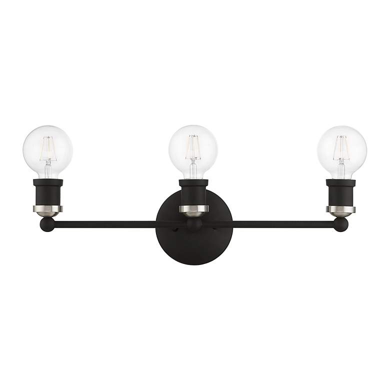 Image 3 Lansdale 3 Light Black ADA Vanity Sconce with Brushed Nickel Accents more views