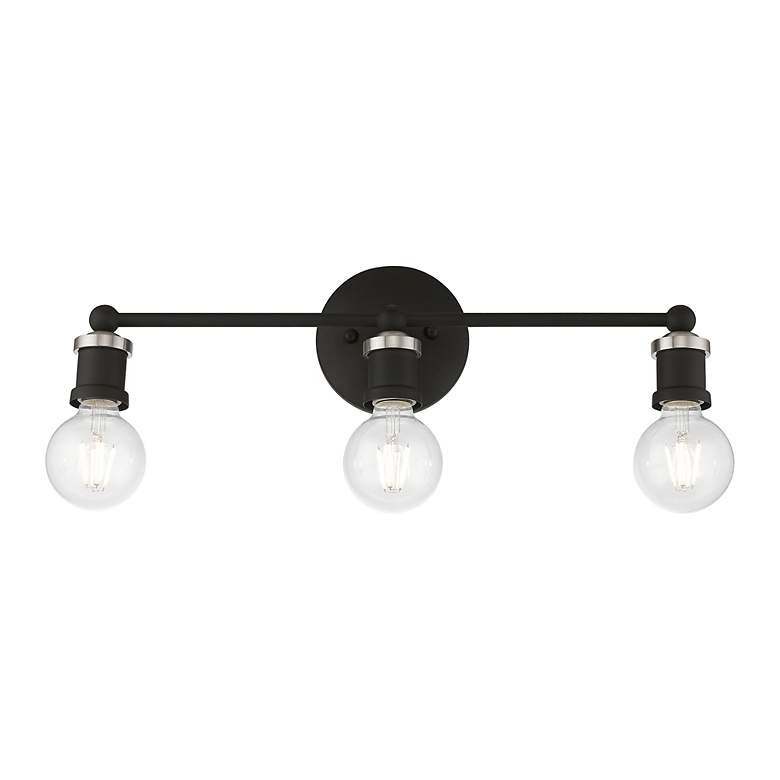 Image 4 Lansdale 3 Light Black ADA Vanity Sconce with Brushed Nickel Accents more views