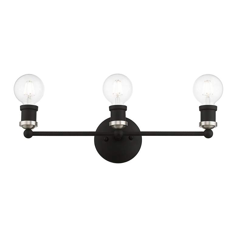 Image 5 Lansdale 3 Light Black ADA Vanity Sconce with Brushed Nickel Accents more views