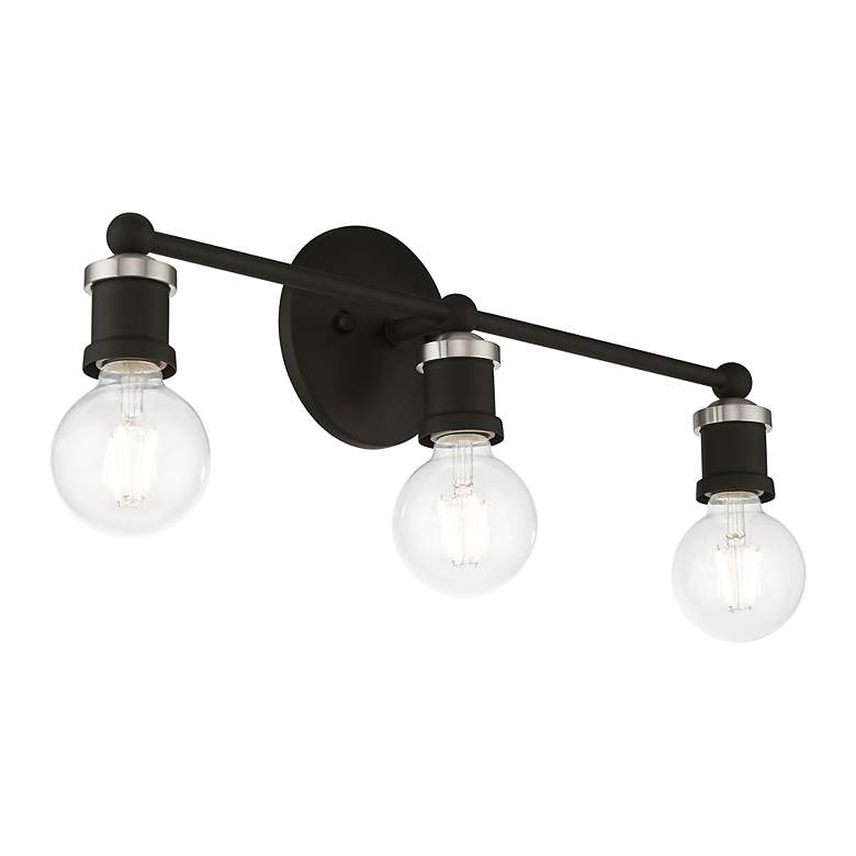 Image 7 Lansdale 3 Light Black ADA Vanity Sconce with Brushed Nickel Accents more views