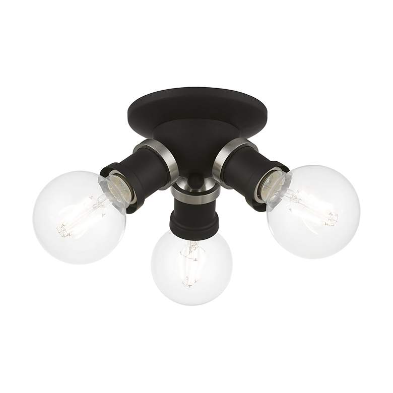 Image 4 Lansdale 3 Light Black Flush Mount with Brushed Nickel Accents more views