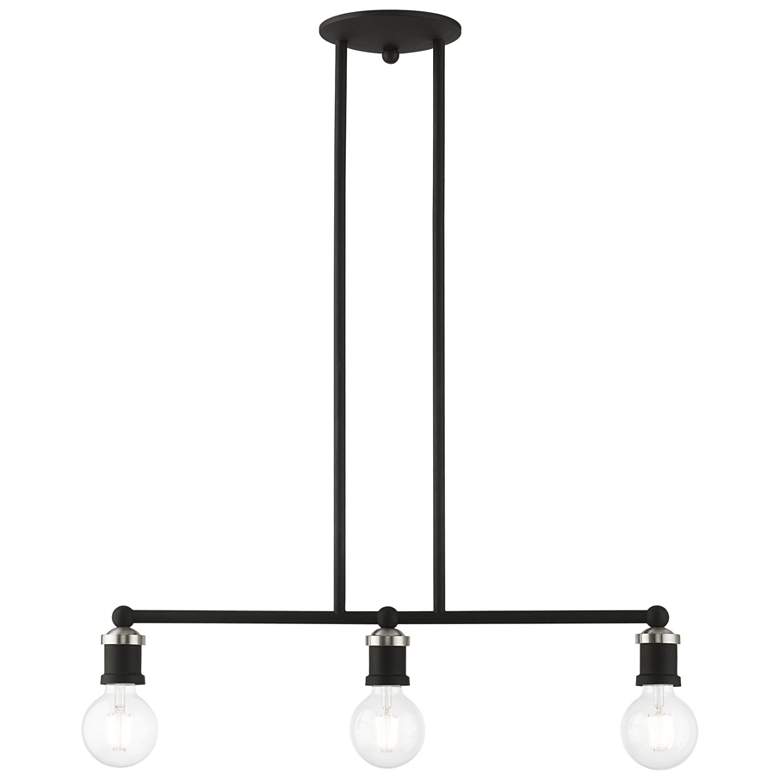 Image 1 Lansdale 3 Light Black Linear Chandelier with Brushed Nickel Accents