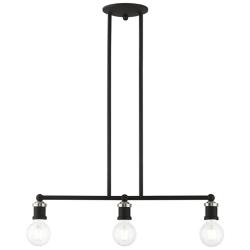 Lansdale 3 Light Black Linear Chandelier with Brushed Nickel Accents