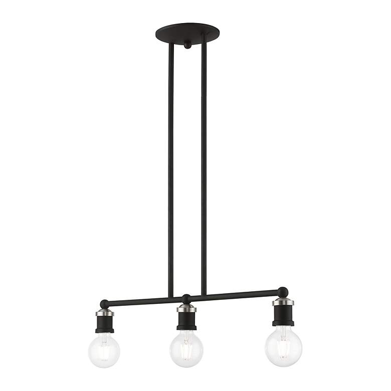 Image 4 Lansdale 3 Light Black Linear Chandelier with Brushed Nickel Accents more views