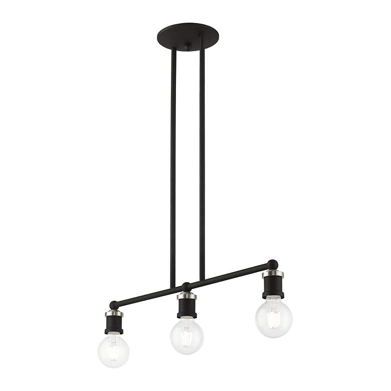 Image 5 Lansdale 3 Light Black Linear Chandelier with Brushed Nickel Accents more views