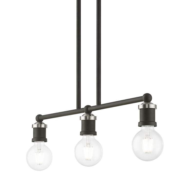 Image 6 Lansdale 3 Light Black Linear Chandelier with Brushed Nickel Accents more views