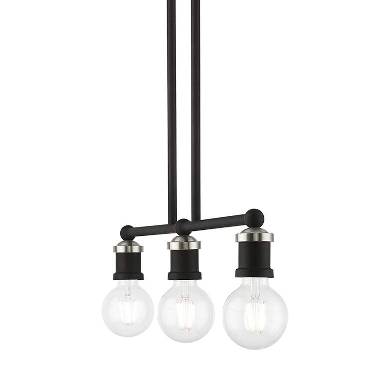 Image 7 Lansdale 3 Light Black Linear Chandelier with Brushed Nickel Accents more views