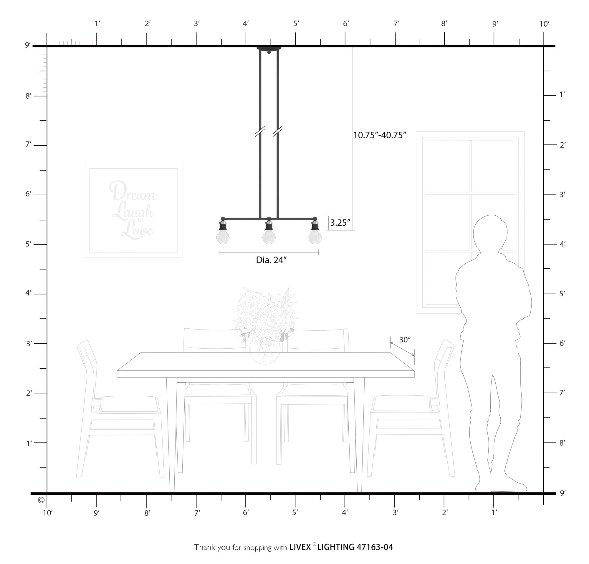 Lansdale 3 Light Black Linear Chandelier with Brushed Nickel Accents