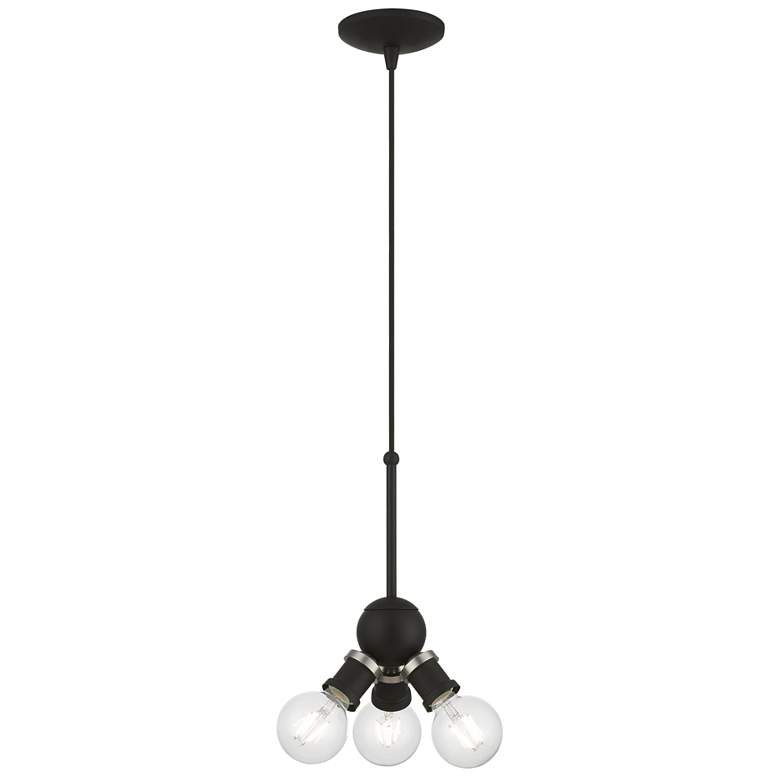 Image 1 Lansdale 3 Light Black Pendant with Brushed Nickel Accents