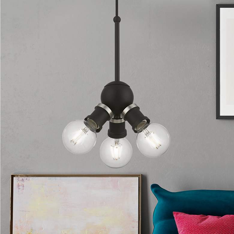 Image 1 Lansdale 3 Light Black Pendant with Brushed Nickel Accents