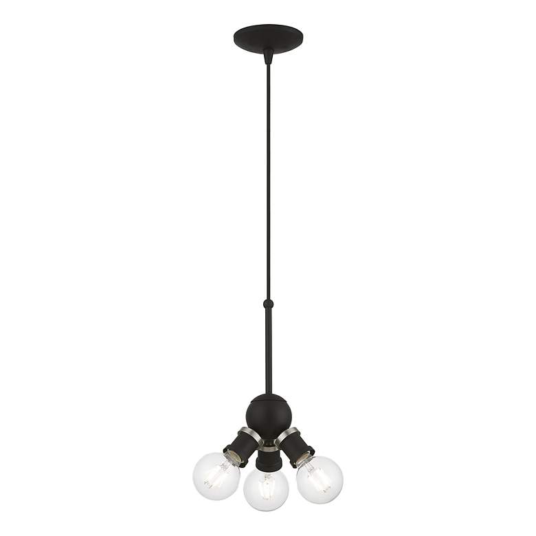 Image 4 Lansdale 3 Light Black Pendant with Brushed Nickel Accents more views