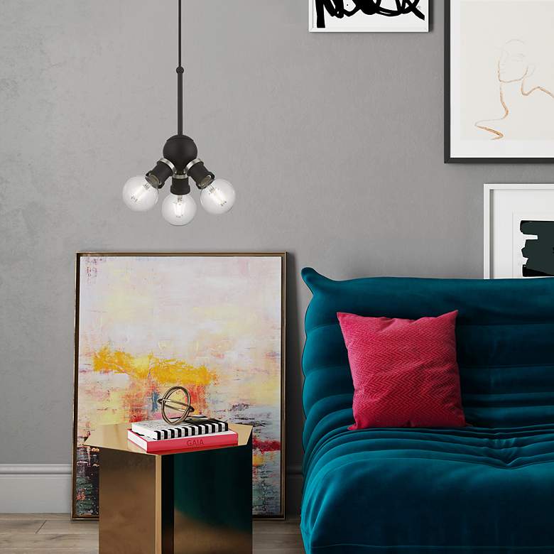 Image 7 Lansdale 3 Light Black Pendant with Brushed Nickel Accents more views