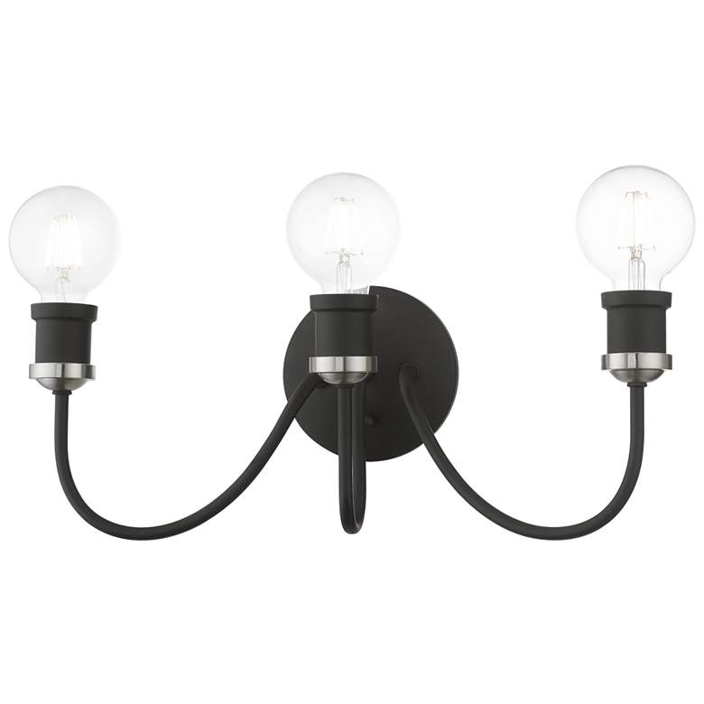 Image 1 Lansdale 3 Light Black with Brushed Nickel Accent Vanity Sconce