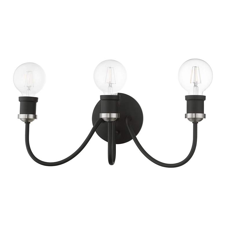 Image 3 Lansdale 3 Light Black with Brushed Nickel Accent Vanity Sconce more views