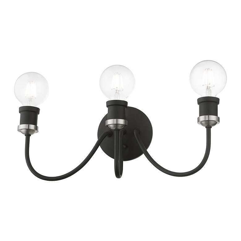 Image 4 Lansdale 3 Light Black with Brushed Nickel Accent Vanity Sconce more views