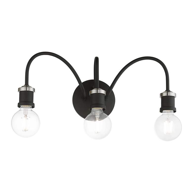 Image 5 Lansdale 3 Light Black with Brushed Nickel Accent Vanity Sconce more views