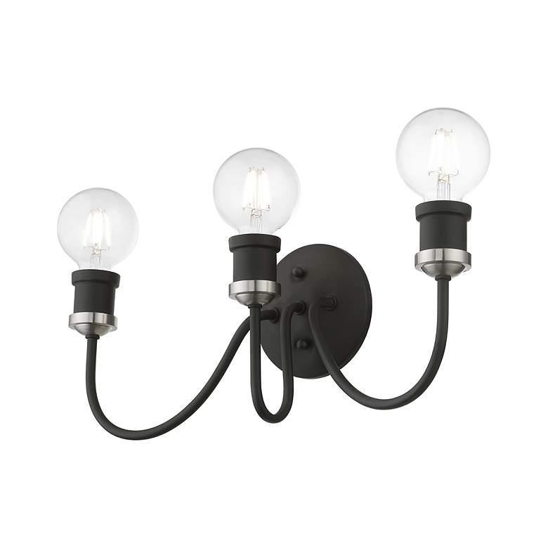 Image 6 Lansdale 3 Light Black with Brushed Nickel Accent Vanity Sconce more views