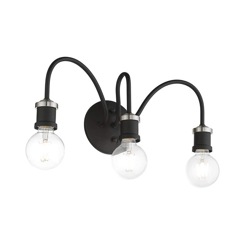 Image 7 Lansdale 3 Light Black with Brushed Nickel Accent Vanity Sconce more views