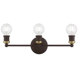 Lansdale 3 Light Bronze ADA Vanity Sconce with Antique Brass Accents