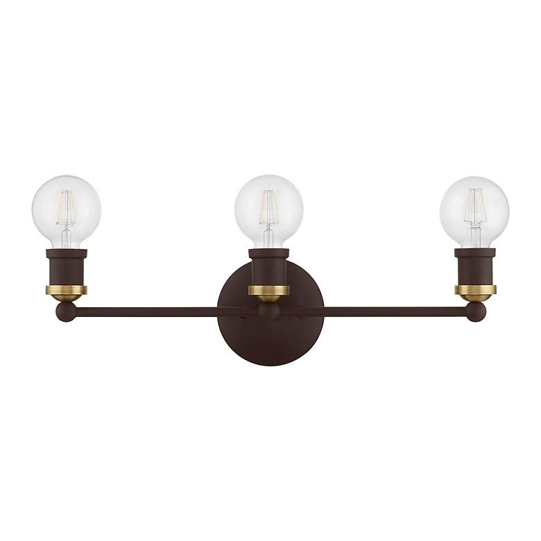 Image 3 Lansdale 3 Light Bronze ADA Vanity Sconce with Antique Brass Accents more views
