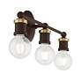 Lansdale 3 Light Bronze ADA Vanity Sconce with Antique Brass Accents