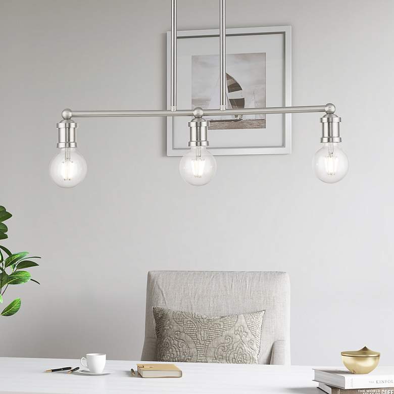 Image 1 Lansdale 3 Light Brushed Nickel Linear Chandelier